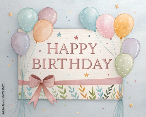 happy birthday card with balloons