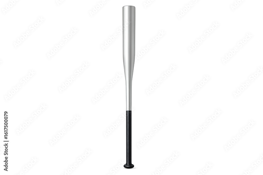 Metal baseball bat featuring textured black grip, positioned vertically against transparent surface, prepared for athletic performance Metal baseball bat featuring textured black grip, positioned vertically against transparent surface, prepared for athletic performance