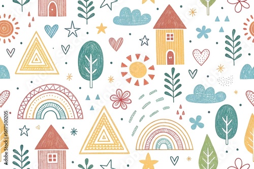 seamless pattern with houses