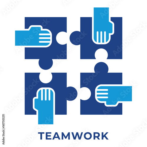 Single Icon Teamwork, Perfect for Presentation, Website, Apps and more, Icon Blue Style