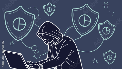 Cybersecurity hacker attack network security data breach protection computer crime online security threat concept