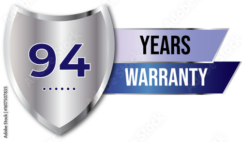 Minimalist years warranty shield label icon badge design. blue and silver color. Guarantee, quality assurance, protection. warranty badge sign insignia symbol with stars on transparent background
