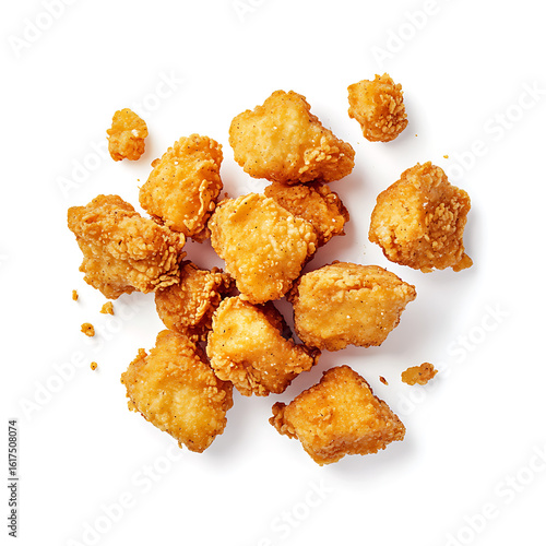Crispy Fried Chicken Nuggets Isolated on White Background