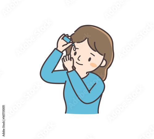 目薬を使う女性のイラスト