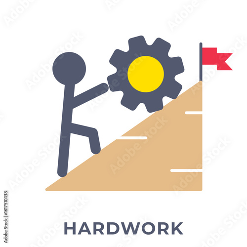 Single Icon Hardwork, Perfect for Presentation, Website, Apps and more, Icon Flat Style