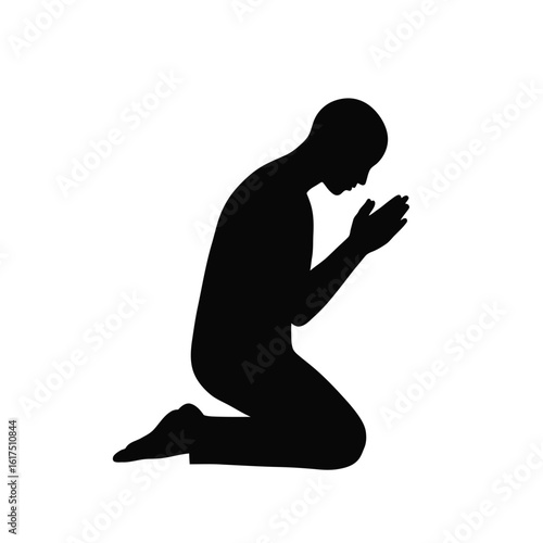 Man Kneeling in Prayer, Silhouette