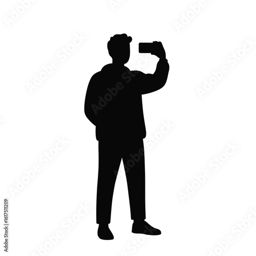 Man Taking Selfie Silhouette Minimalist Design