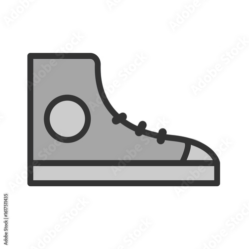 Classic high-top canvas shoe icon. Isolated vector graphic of athletic footwear for web and print design.