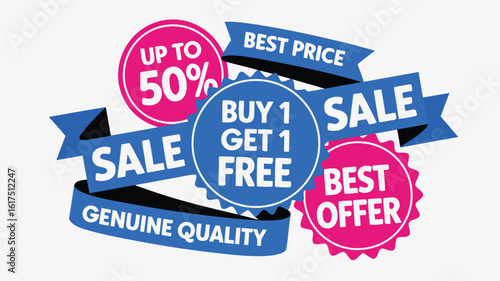 Eyecatching sale with discounts, including up to 50% off and BOGO deals