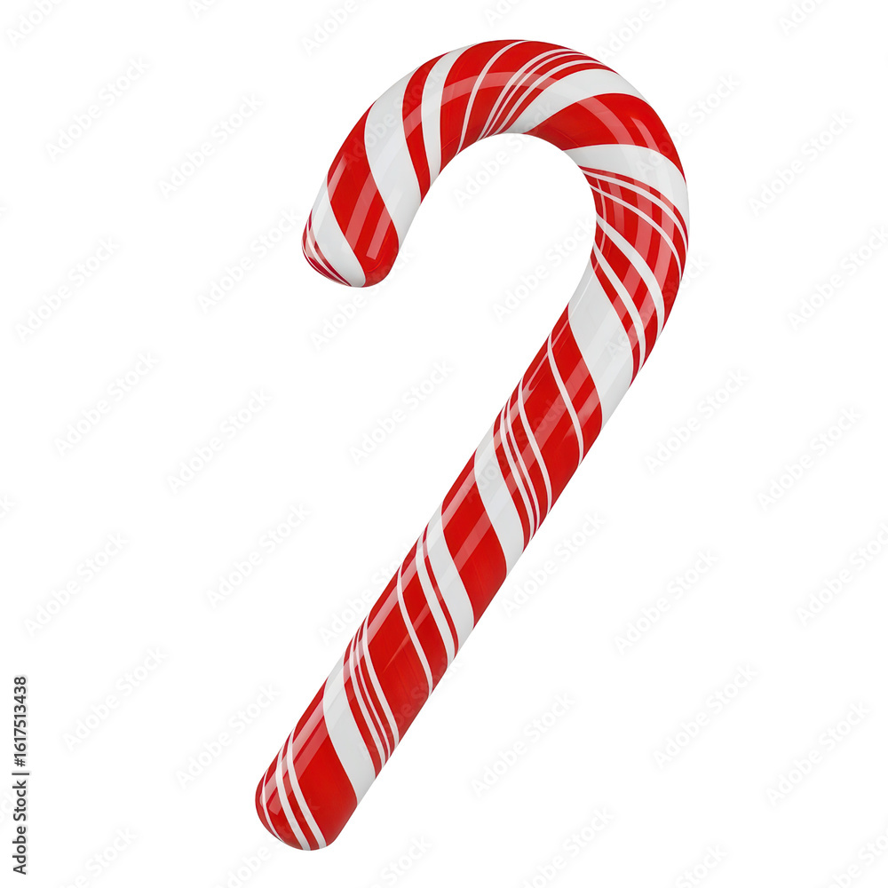 Fototapeta premium Candy Cane with Red and White Stripes on Transparent Background