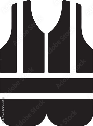 Silhouette vector of a safety vest used for construction and industrial work, ideal for safety and warning designs.