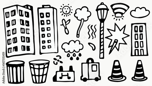Hand-drawn doodle vector set with cool icons. Perfect for t-shirts, stickers, and streetwear graphics.