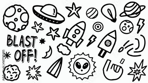 Hand-drawn doodle vector set with cool icons. Perfect for t-shirts, stickers, and streetwear graphics.
