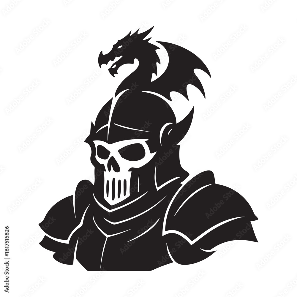 Fototapeta premium Dragon Knight in Armor - Fantasy Skull Warrior