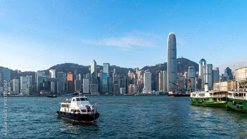 Obraz premium Hong Kong Skyline with Ferry