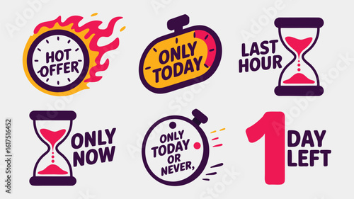 Sale Countdown Hot Offer, Only Today, Last Hour, One Day Left Graphics