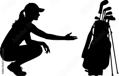 Golfing woman silhouette vector illustration for golf course design and sports related projects use now 95