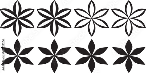 Black stylized floral star shapes abstract