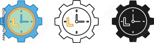 Explore time management efficiency vector icon set for project planning and productivity 95