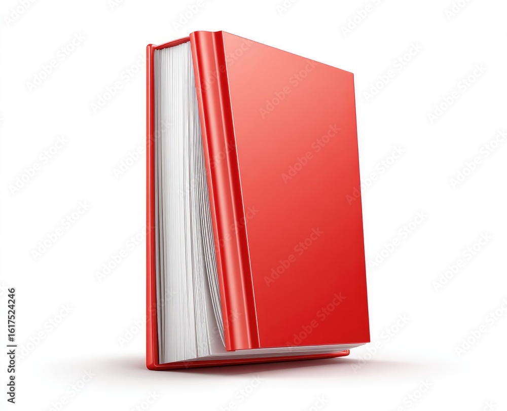 Red book, slightly angled, with open spine, against white background Red book, slightly angled, with open spine, against white background