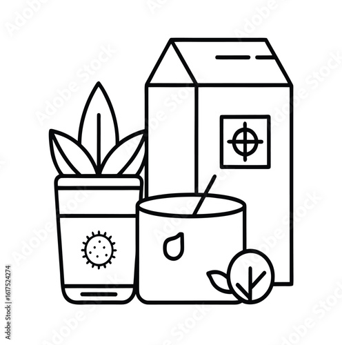 Cleanse and detox tea box outline graphic