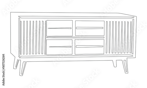 Mid-Century Modern Sideboard with Louvered Doors