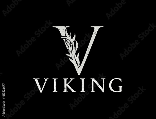  Viking Letter V with Leaf Branch Logo