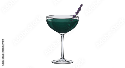 Cocktail with lavender garnish in a glass   