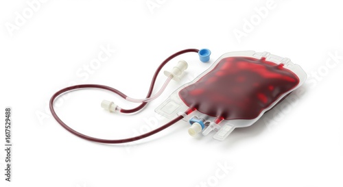 Blood bag isolated on white background. concept for medical, healthcare, transfusion, donation, and laboratory use.