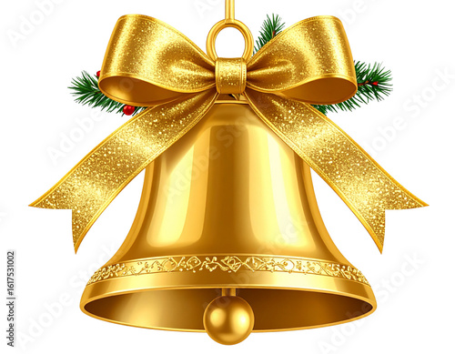 christmas bells with red ribbon