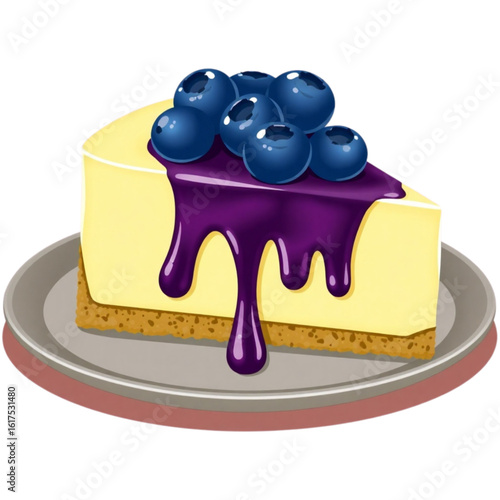 Slice of cheesecake with blueberry topping