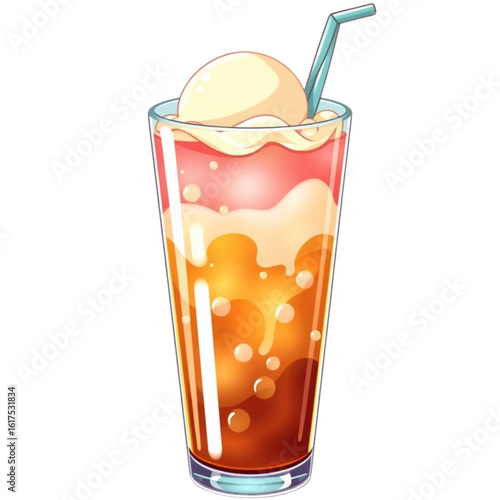 Ice cream float in a tall glass