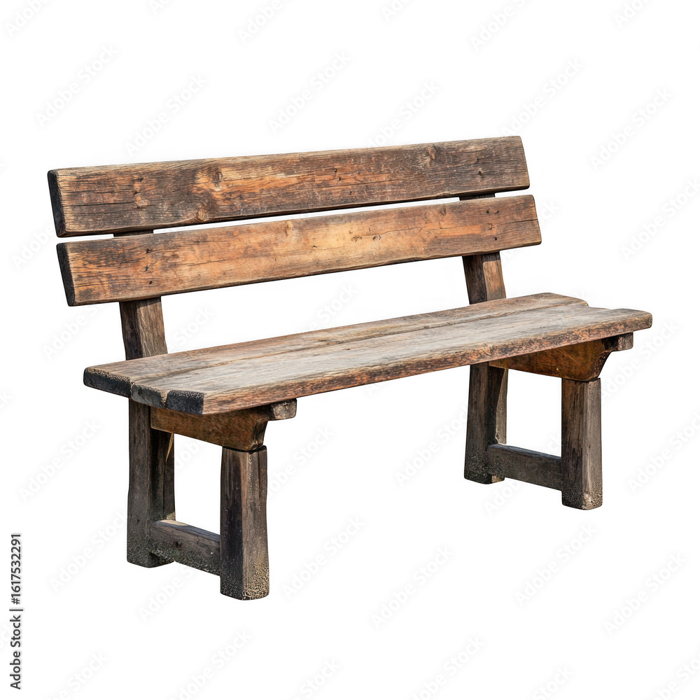 Fototapeta premium Rustic wooden bench isolated on transparent background