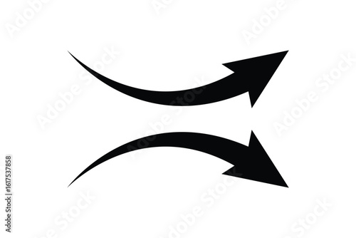 Long arrow. Black arrow pointing right. Black large arrow. Bold thine long arrow. Vector illustration