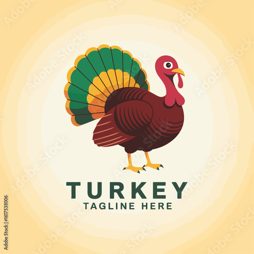 A vibrant turkey illustration with a colorful tail, perfect for Thanksgiving themes, greeting cards, and festive decorations to celebrate the holiday spirit and joy.