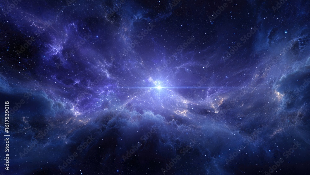 Fototapeta premium Deep space nebula with brilliant star