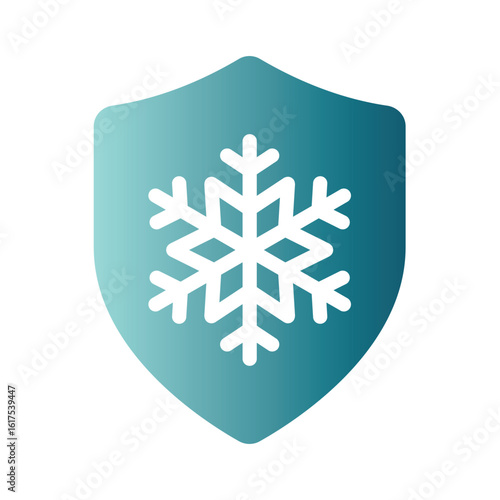Cold and snow resistant and protection vector label. Antifreeze or antifrost shield and snowflake sticker icon.