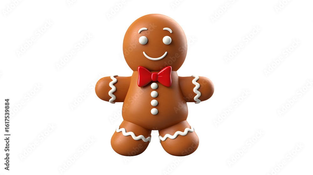 Gingerbread man with red bow tie on a transparent background Gingerbread man with red bow tie on a transparent background