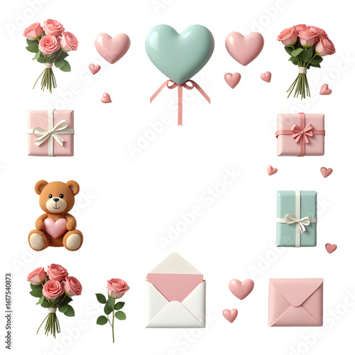 teddy bears and roses transparent background