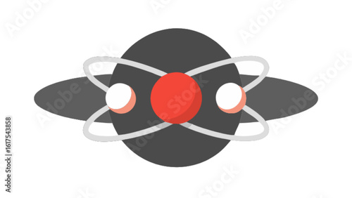 Explore atom structure model with nucleus electrons orbiting for science education and physics illustration