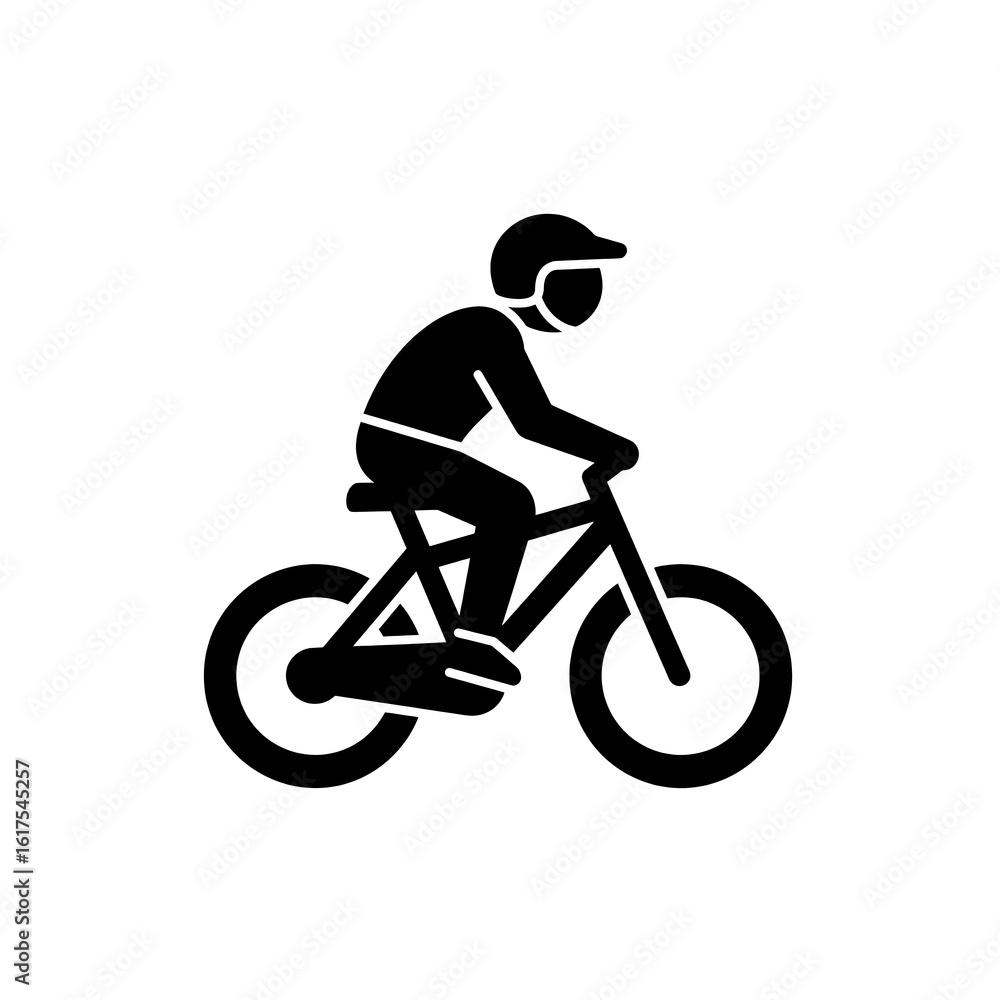 Naklejka premium silhouette of bicycle rider icon. silhouette of a man riding bicycle.