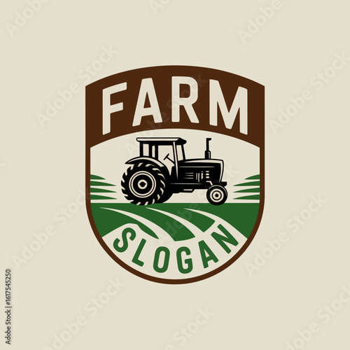 This logo showcases a prominent tractor on the field, highlighting the essence of farming, hard work, and dedication to land cultivation in a visually appealing format.