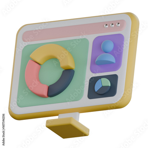Real-Time Dashboard Screen 3D Icon Colorful Style