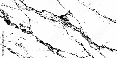  High-contrast, black and white abstract marble pattern with sharp, fractured dark veins on a pristine white background, natural stone texture.
