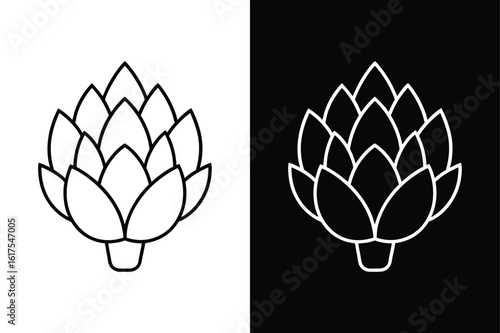 Elegant Artichoke Line Art. Vector Design with Simple Petal and Stem Shape