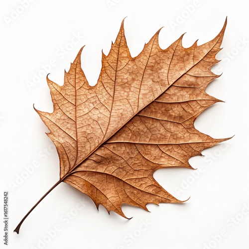 Top-Down View of Single Brown Dry Leaf