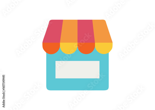 Modern storefront icon with colorful awning vector illustration
