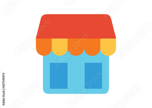 Modern storefront icon with colorful awning vector illustration