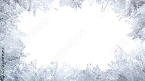 Delicate Frozen Ice Crystals Frame for Creative Designs and Artworks