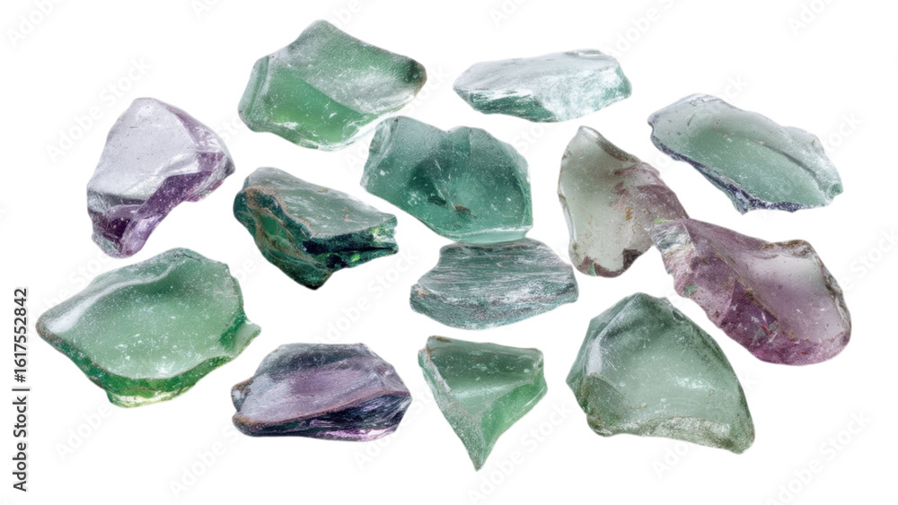 Naklejka premium Shattered Glass Shards in Diverse Colors and Opacities for Art Projects